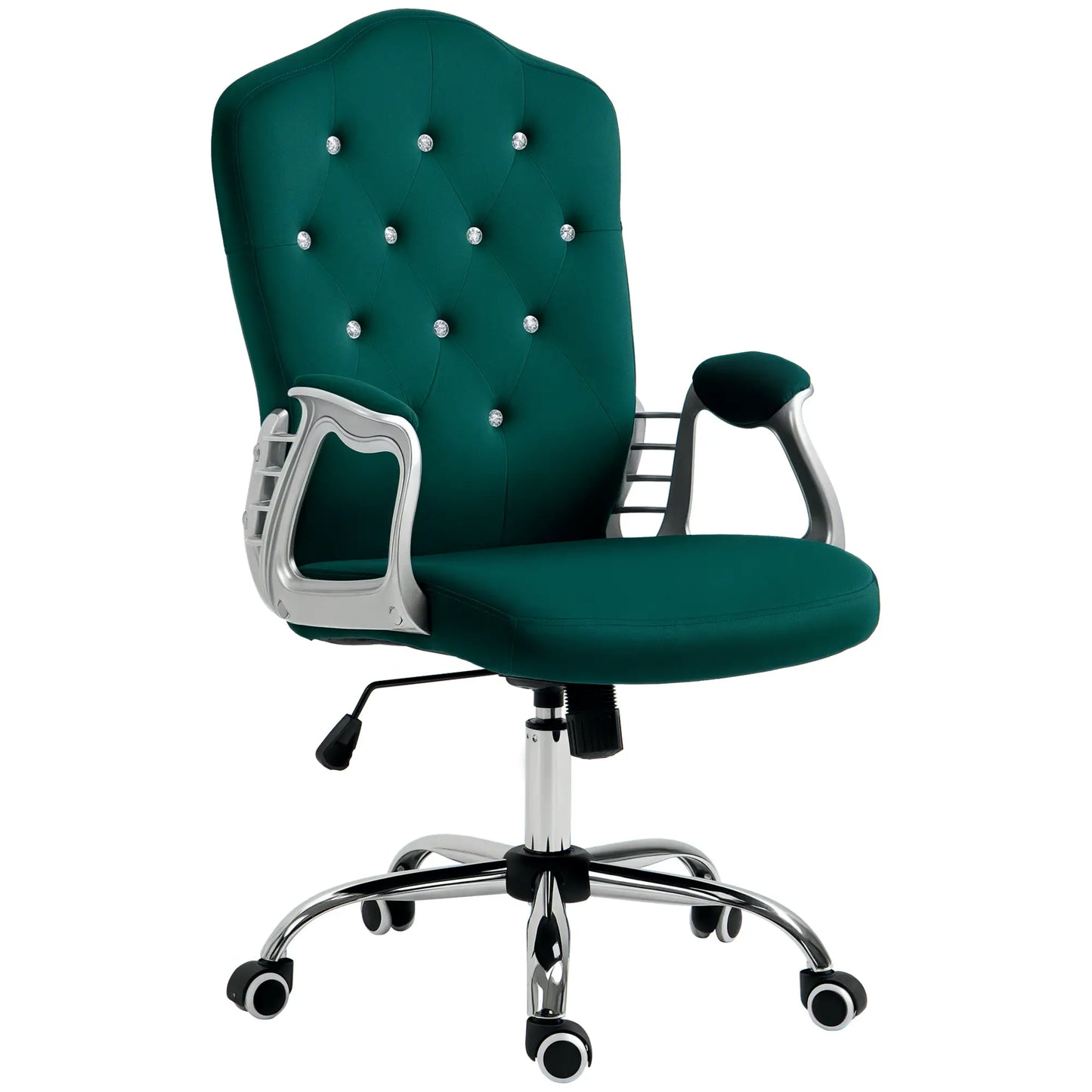 Velvet Computer Chair, Button Tufted, Swivel Wheels, Adjustable Height, Green Executive & Manager Chairs at Gallery Canada