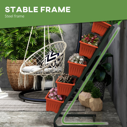5-Tier Vertical Garden Planter, 5 Container Boxes, Outdoor Plant Stand, Red Plant Stands at Gallery Canada