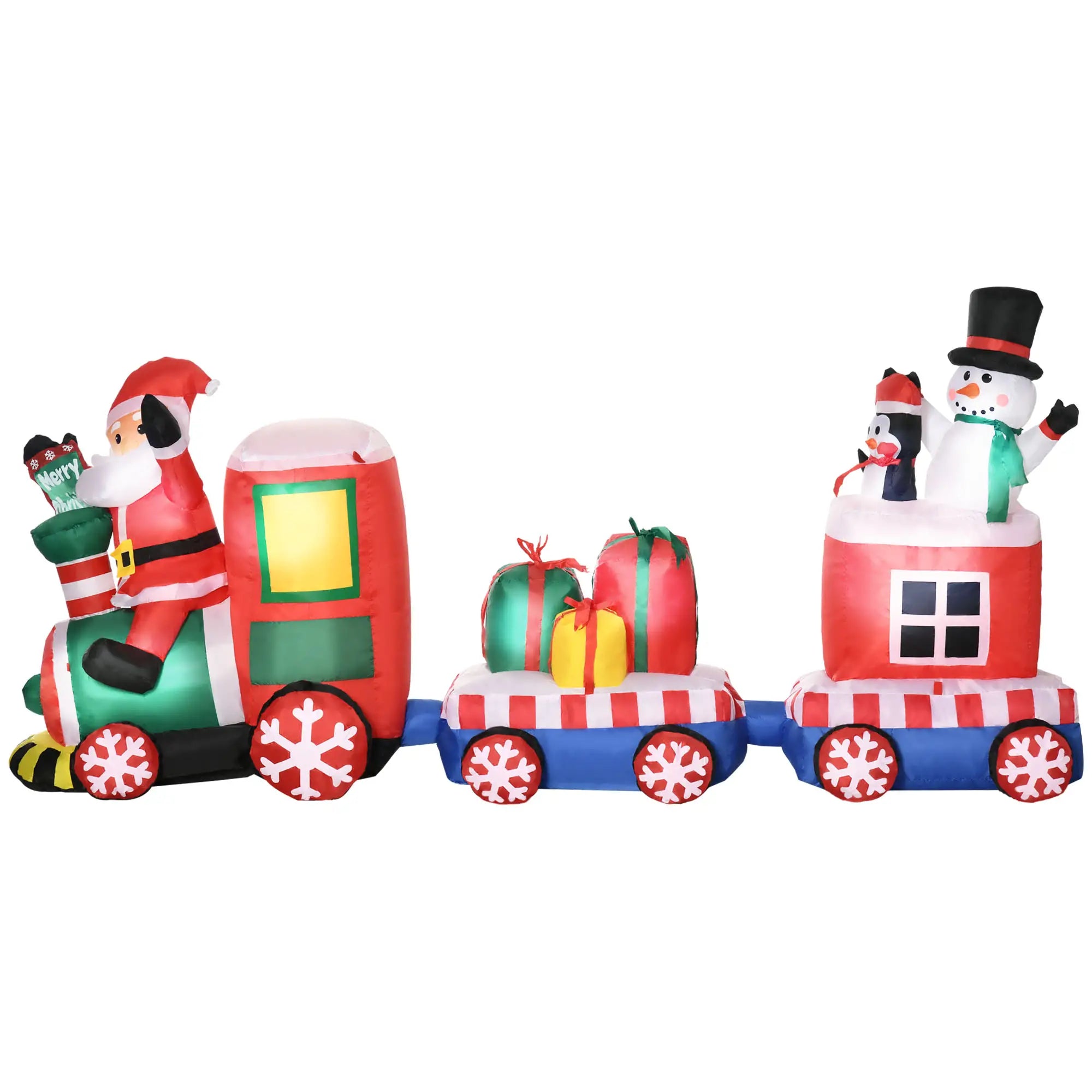 8ft Inflatable Christmas Train, Santa Snowman Penguin, LED Yard Display Christmas Inflatables at Gallery Canada