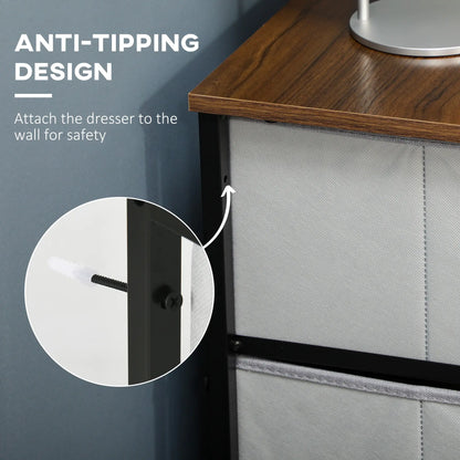 6 Drawer Dresser, Fabric Chest, Steel Frame, Wood Grain Top, Grey Storage Cabinets at Gallery Canada