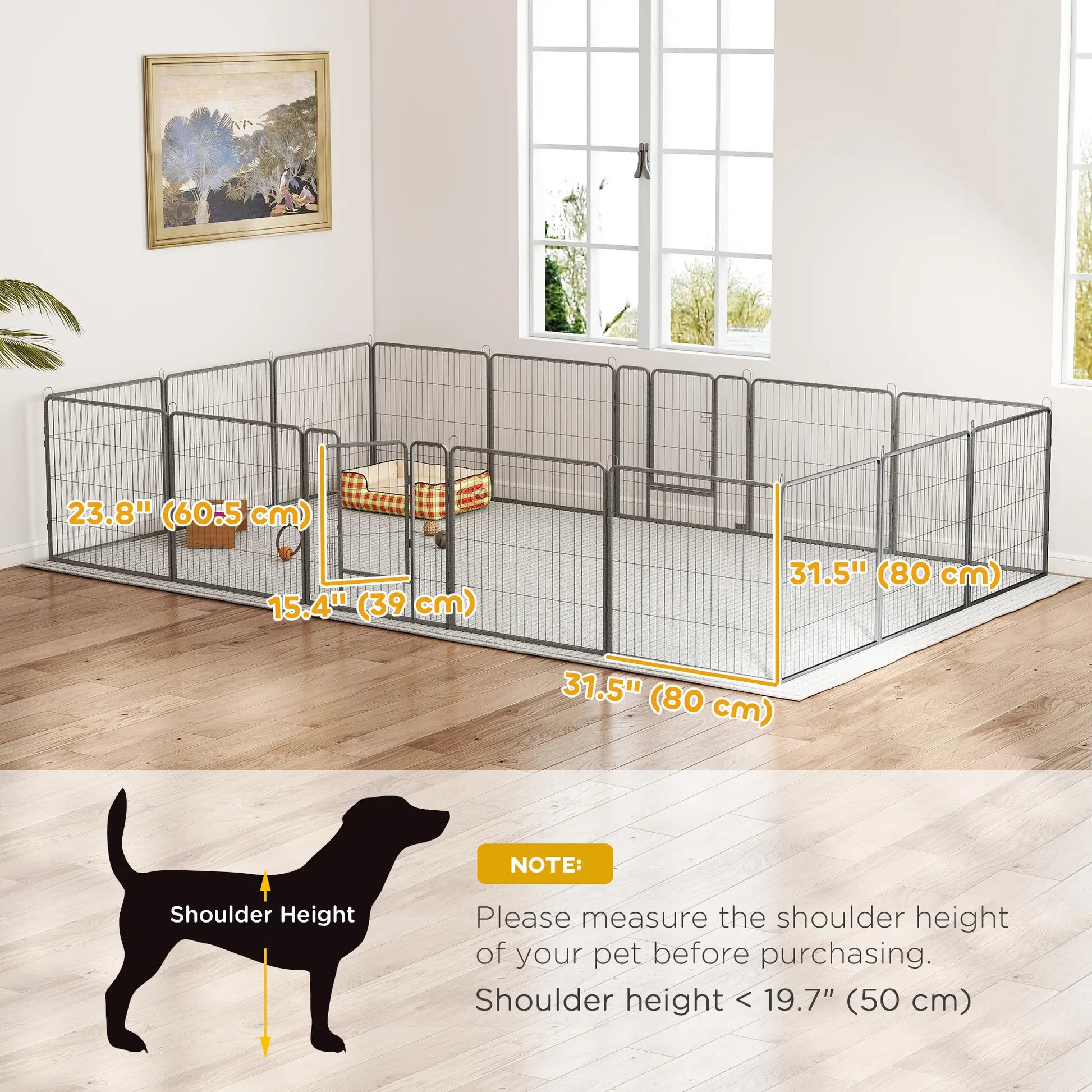 Heavy Duty Pet Playpen, 16 Panels Steel Dog Fence, 31.5" Height Houses, Kennels & Pens at Gallery Canada