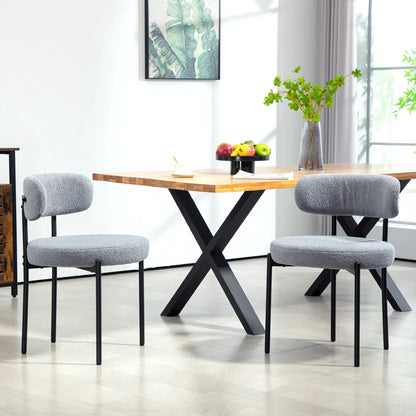 2 Kitchen Chairs, Modern Dining, Berber Fleece Upholstery, Steel Legs, Grey Dining Chairs at Gallery Canada