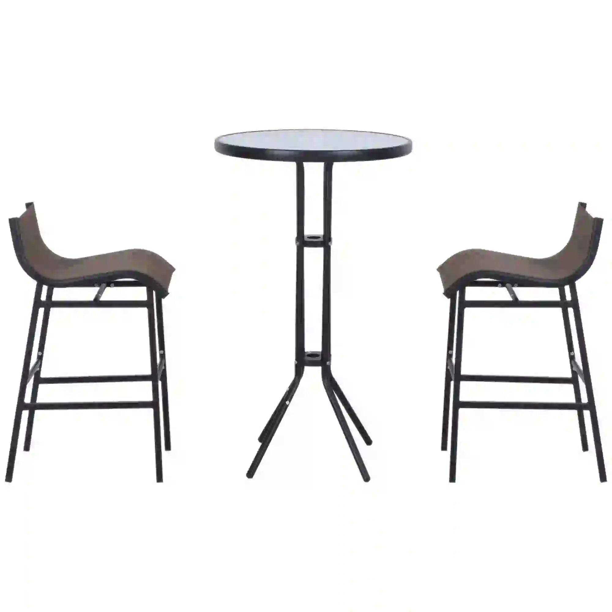 3pcs Patio Bar Set, 2 Bar Stools, 1 Tempered Glass Table, Tan Bistro Sets at Gallery Canada