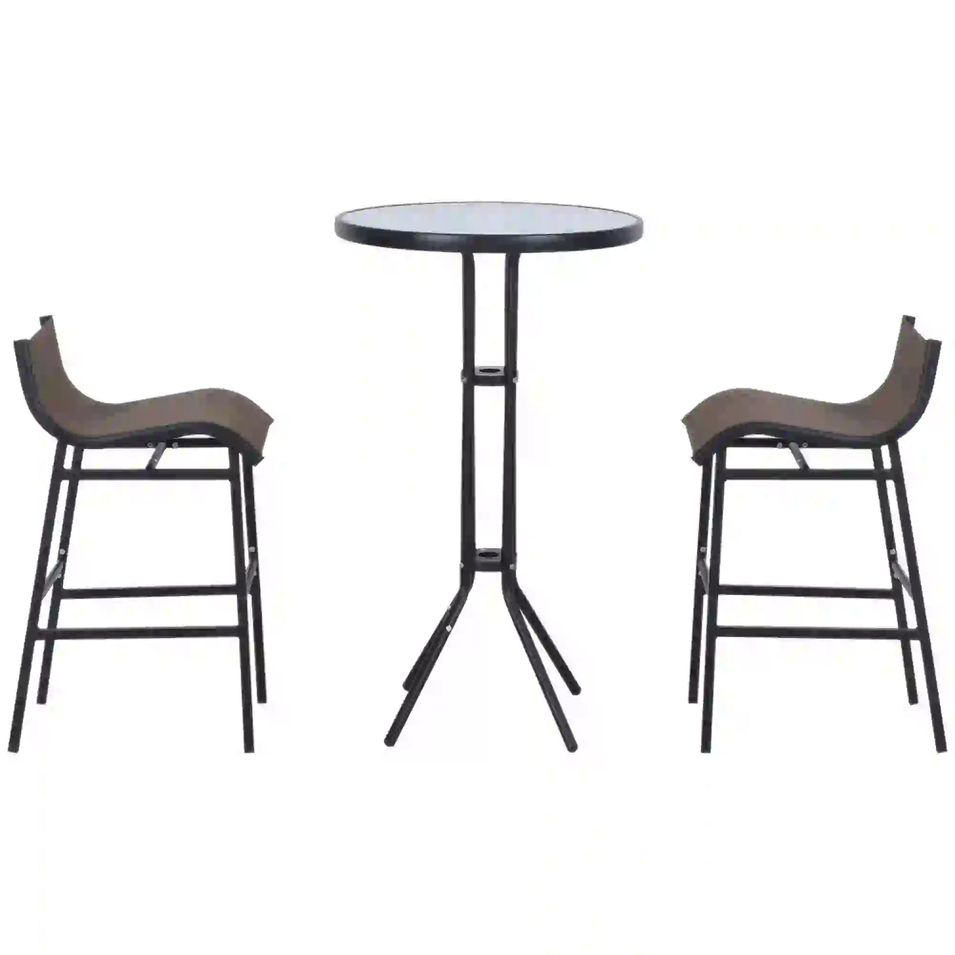 3pcs Patio Bar Set, 2 Bar Stools, 1 Tempered Glass Table, Tan Bistro Sets at Gallery Canada