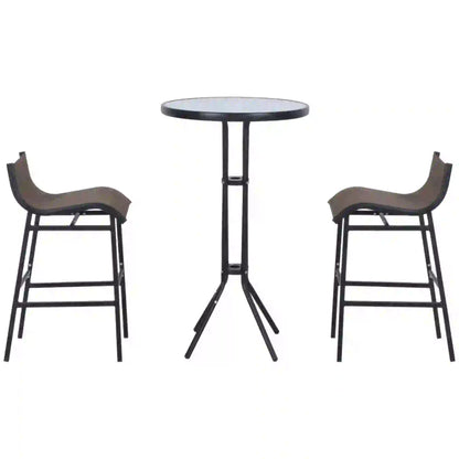3pcs Patio Bar Set, 2 Bar Stools, 1 Tempered Glass Table, Tan Bistro Sets at Gallery Canada