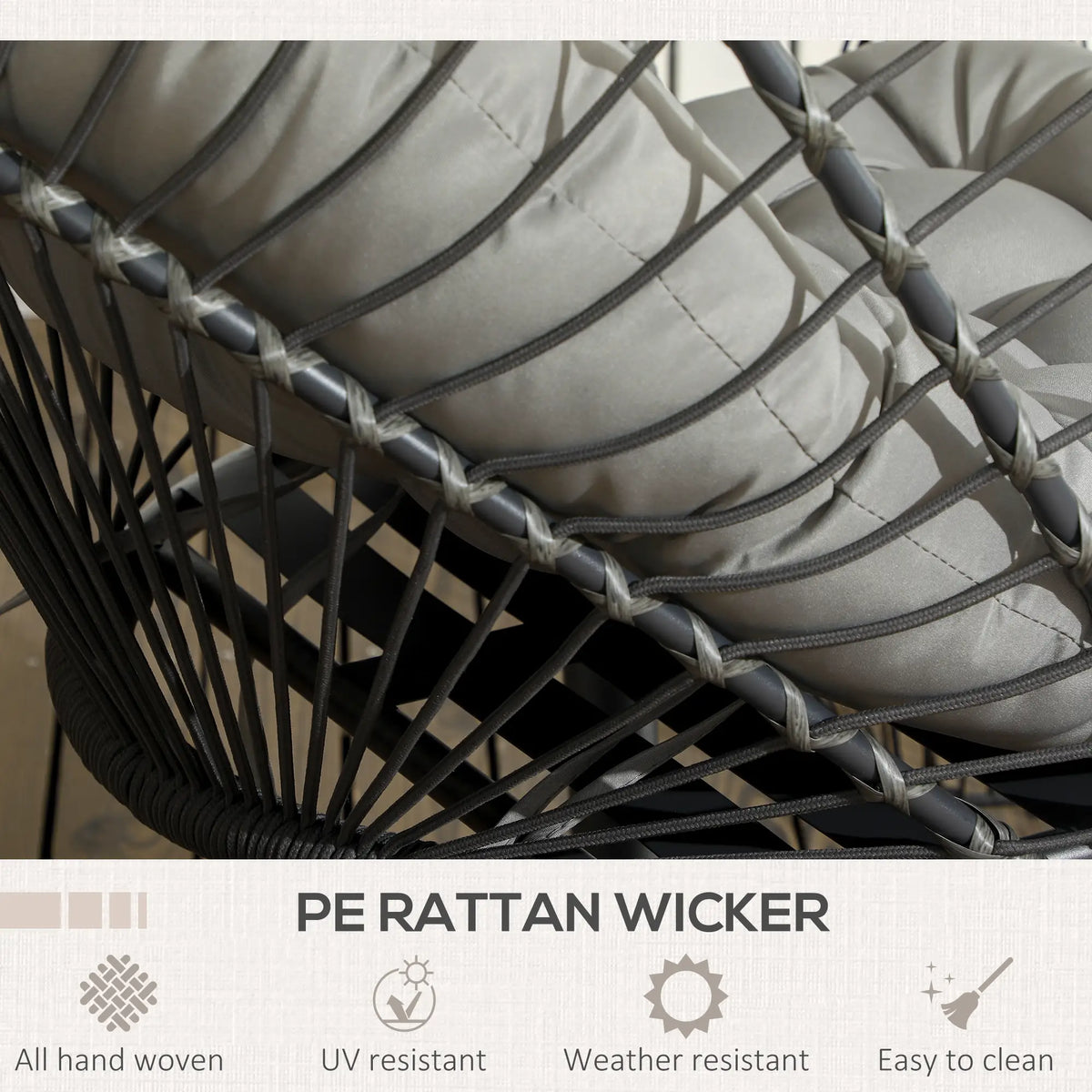 Hanging Egg Chair With Stand, Foldable Wicker Rattan Swing, Light Grey Patio Swings with Stand at Gallery Canada