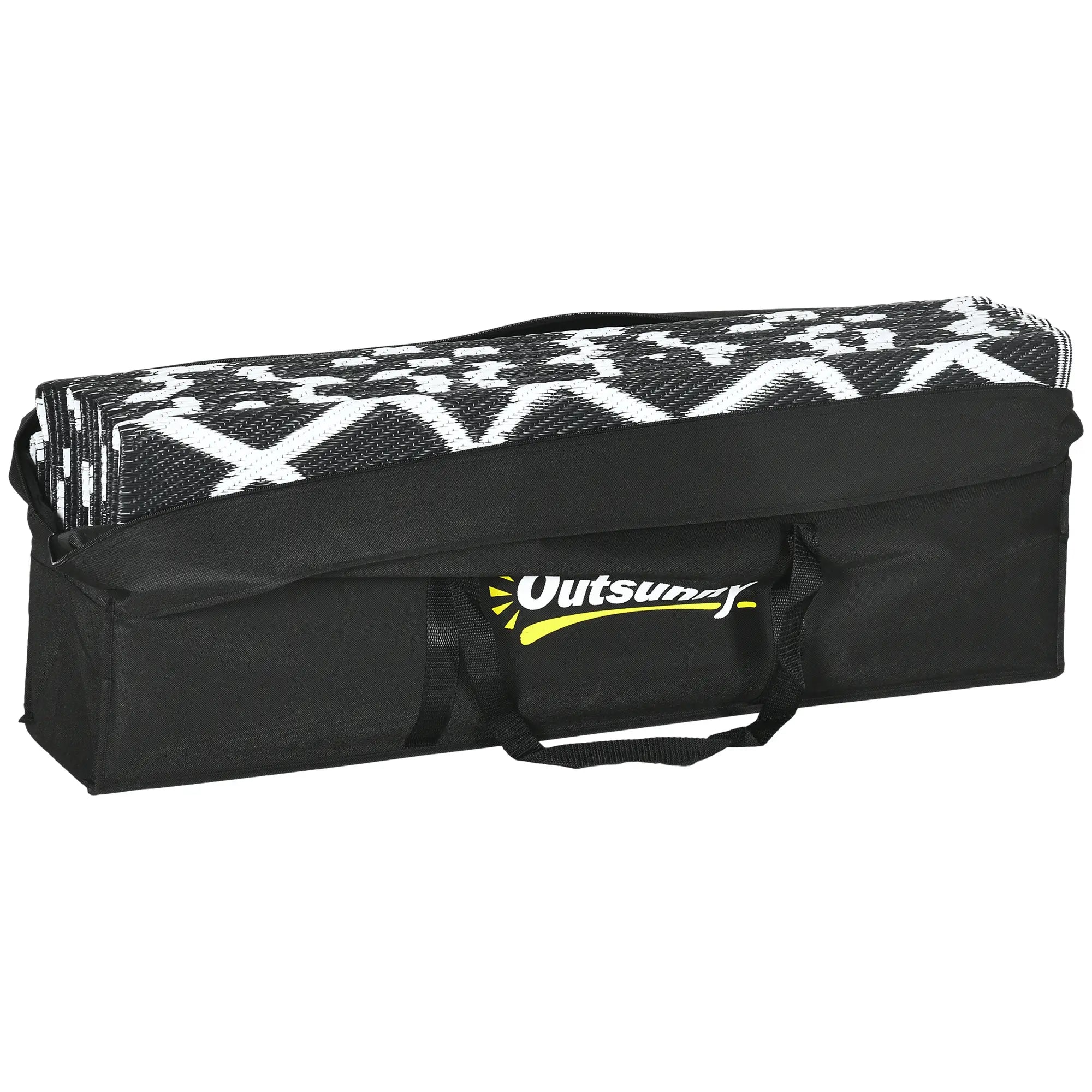 Reversible Outdoor Rug, Waterproof, 9' x 18', Clover, Black and White Outdoor Reversible Rugs at Gallery Canada