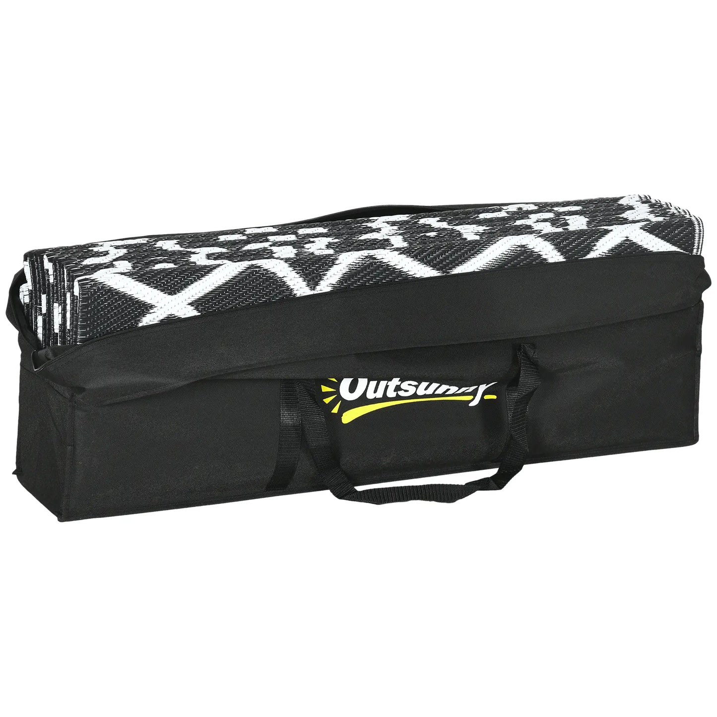 Reversible Outdoor Rug, Waterproof, 9' x 18', Clover, Black and White Outdoor Reversible Rugs at Gallery Canada