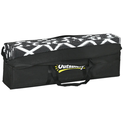 Reversible Outdoor Rug, Waterproof, 9' x 18', Clover, Black and White Outdoor Reversible Rugs at Gallery Canada