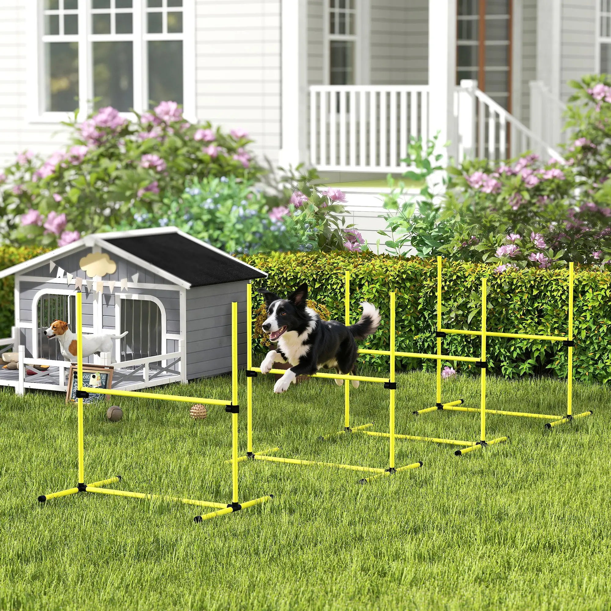 Set of 4 Dog Agility Training Jump Bars, Adjustable, Yellow Dog Agility Training Equipment at Gallery Canada