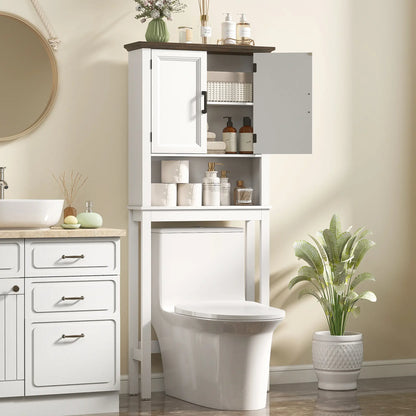 Over The Toilet Storage Cabinet, Open Shelf, Adjustable Bar, White Over The Toilet Storage at Gallery Canada