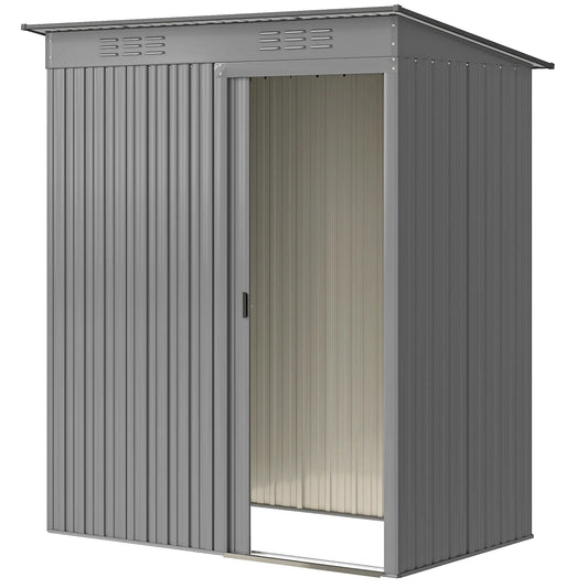 5.2' x 3.5' Metal Garden Shed, Easy Assembly, Light Grey Sheds Light Grey at Gallery Canada