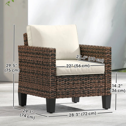 Single Wicker Patio Chair With Armrests, Cushions, Cream White Patio Chairs at Gallery Canada