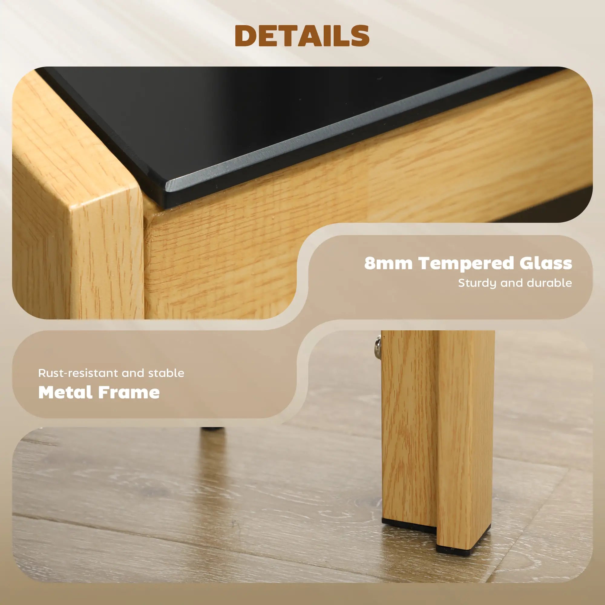 3-Piece Rectangular Glass Kitchen Table, Metal Frame, Faux Leather Chairs Dining Table Sets at Gallery Canada