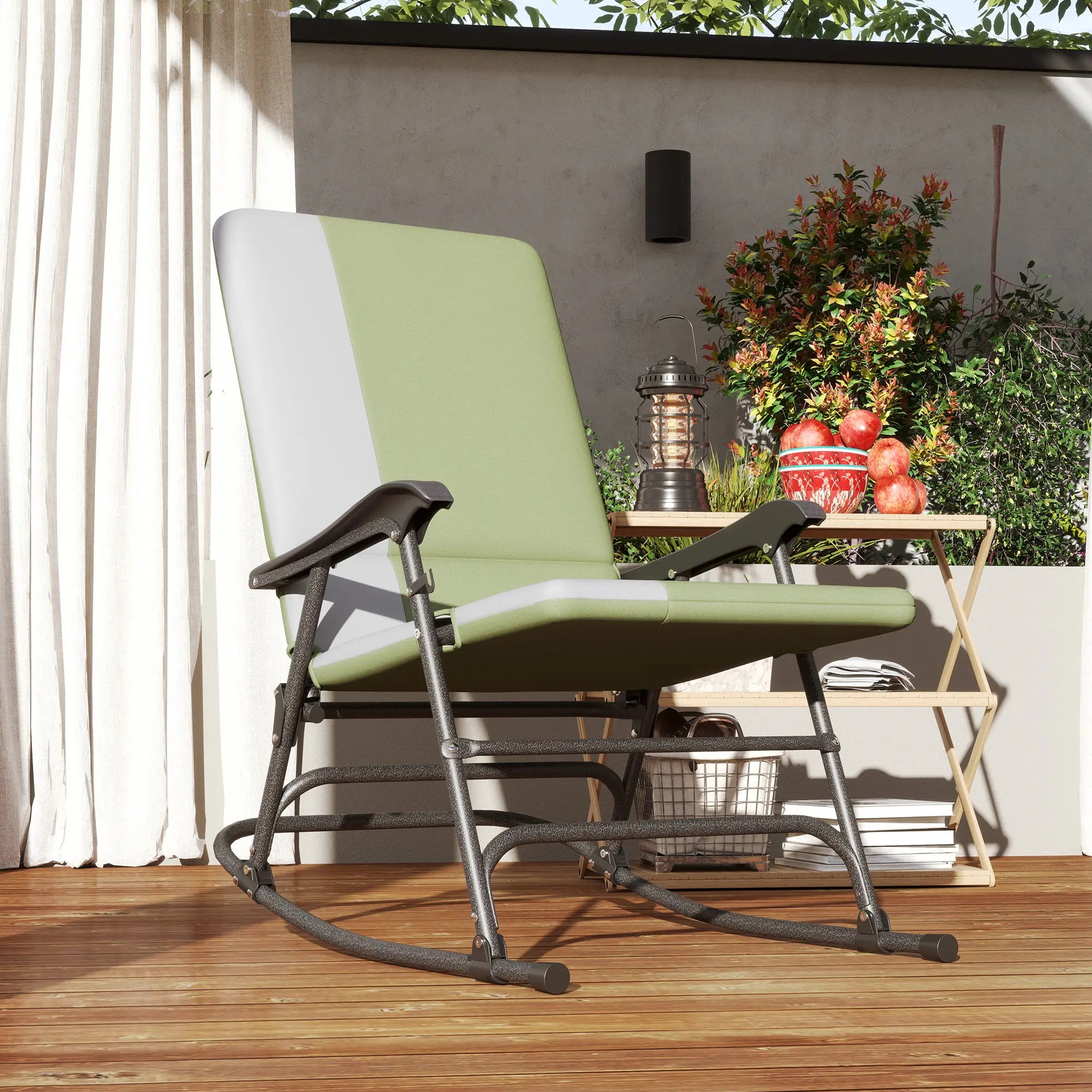 Folding Rocking Chair Set, Oversized Outdoor, 400 lbs Capacity, Green Outdoor Rocking Chairs at Gallery Canada