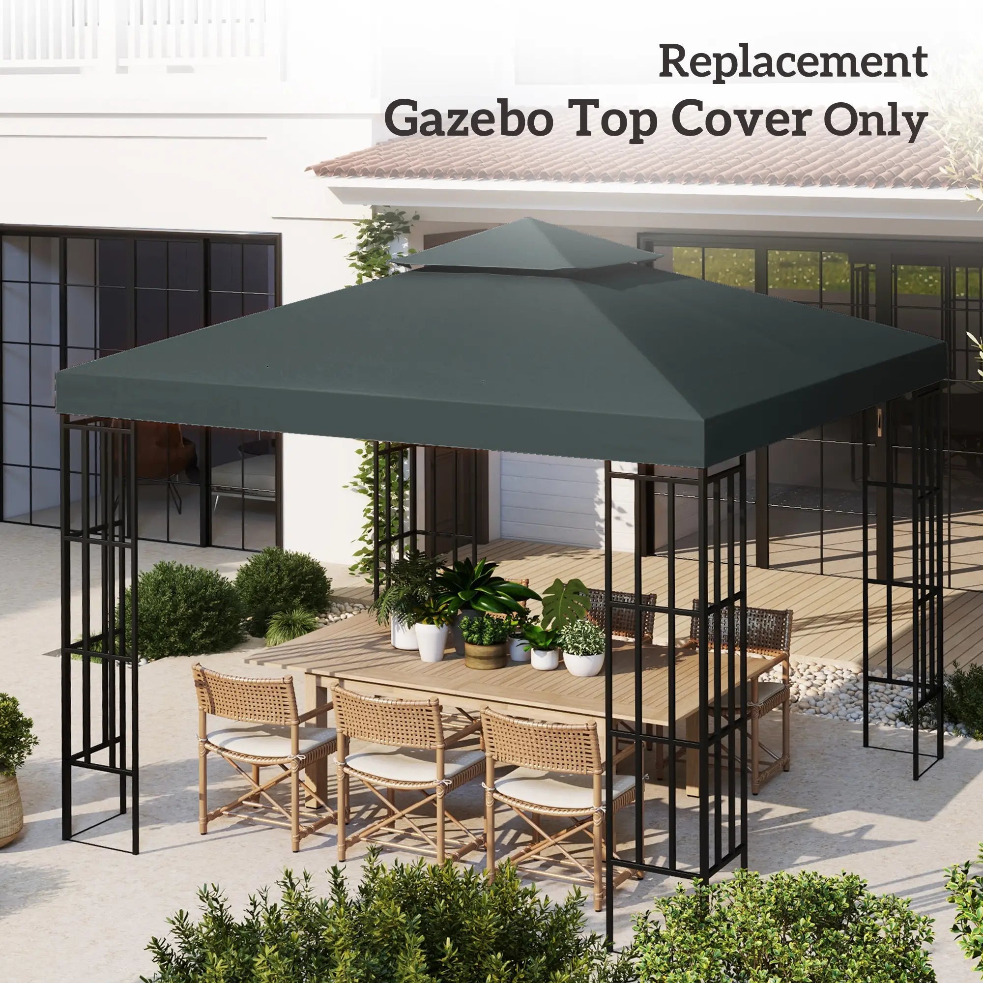 10' x 10' Square 2-Tier Gazebo Canopy, Charcoal Grey Gazebo Canopy Replacement at Gallery Canada