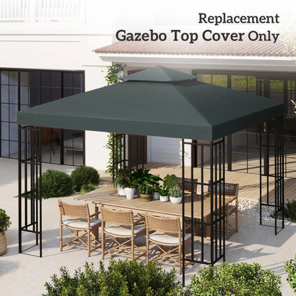 10' x 10' Square 2-Tier Gazebo Canopy, Charcoal Grey Gazebo Canopy Replacement at Gallery Canada