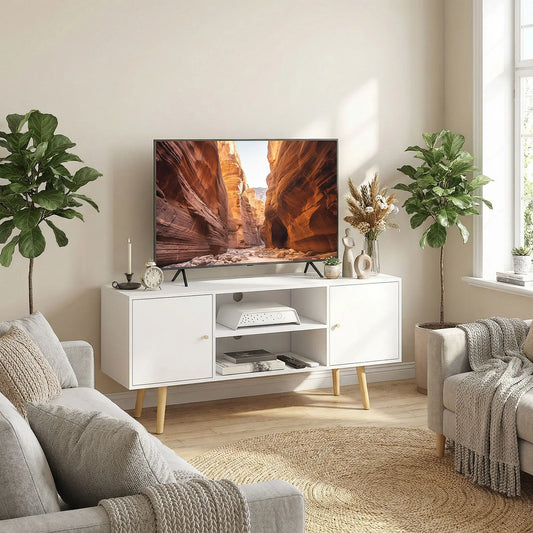 TV Stand For TVs Up To 55 Inches, With Storage, White TV Stands White at Gallery Canada