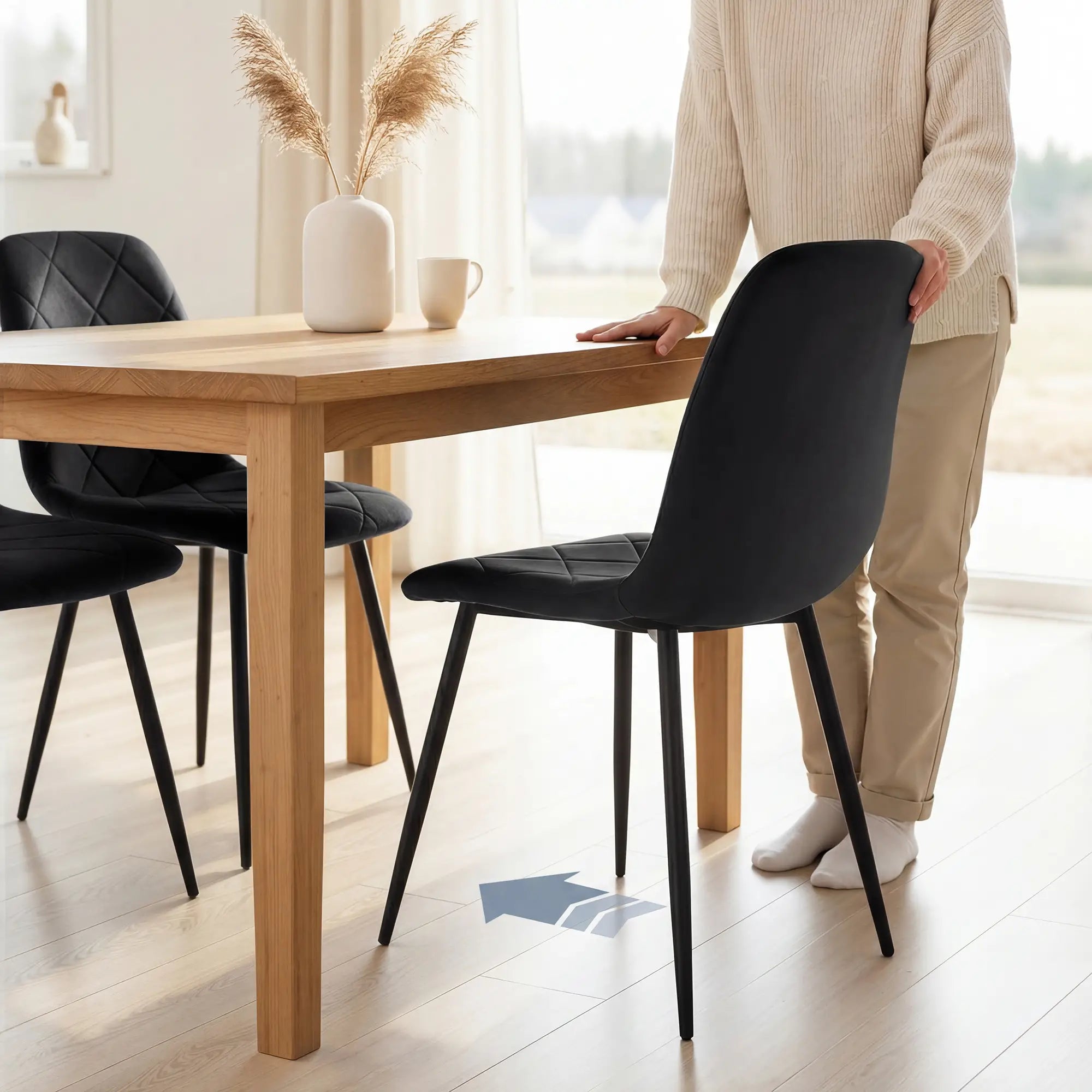 Upholstered Dining Chairs Set of 4, Steel Legs, Modern Kitchen, Black Dining Chairs at Gallery Canada