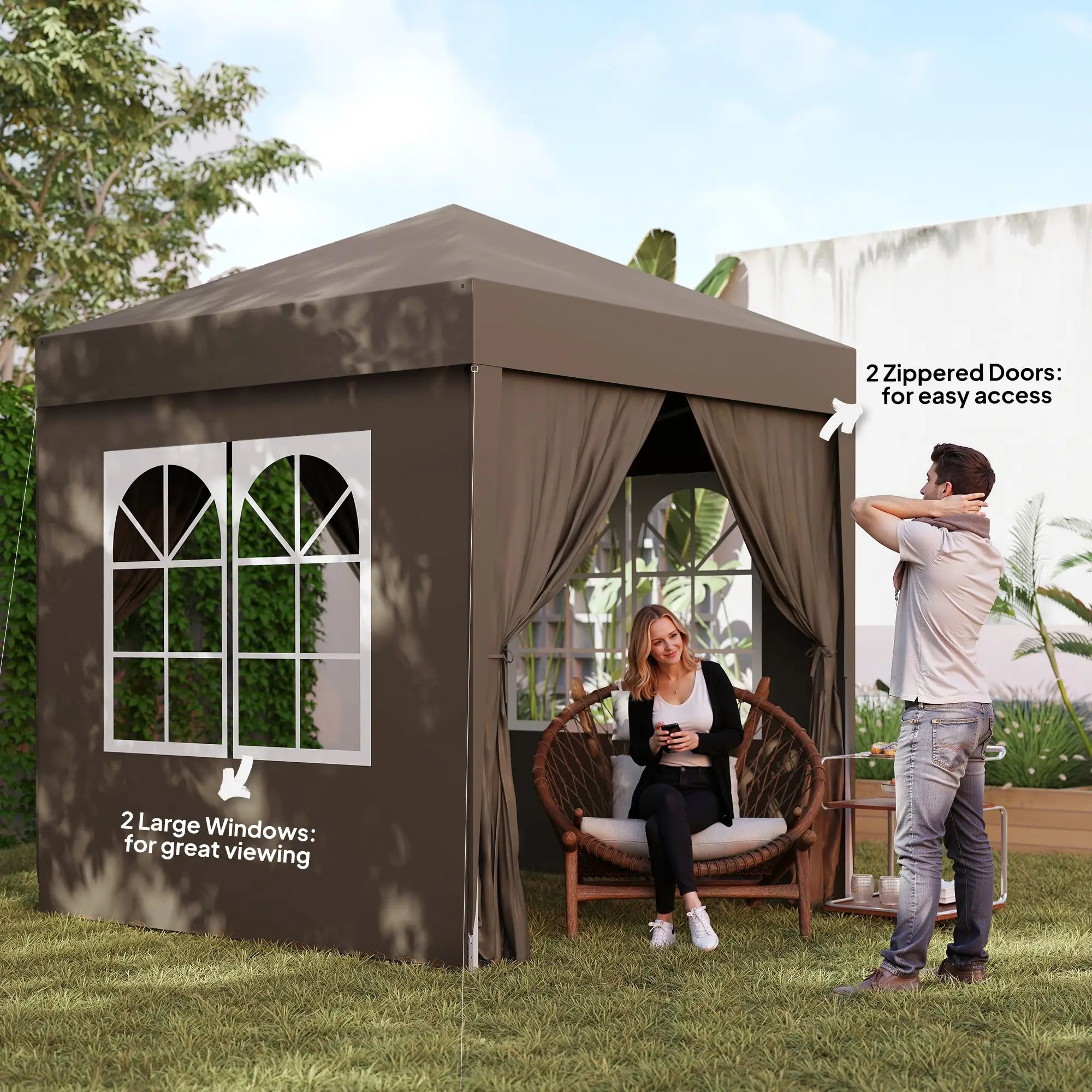 6.6'x6.6' Pop Up Canopy Tent, Instant Sun Shelter Gazebo, Coffee Pop Up Canopies at Gallery Canada