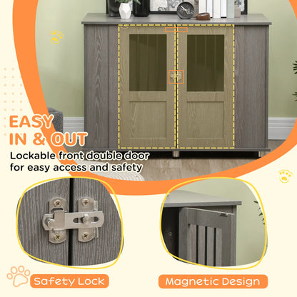 Dog Crate Furniture with Lockable Magnetic Door, Adjustable feet for Extra Large, Medium &; Small Dogs, Indoor Use, Grey Houses, Kennels & Pens at Gallery Canada