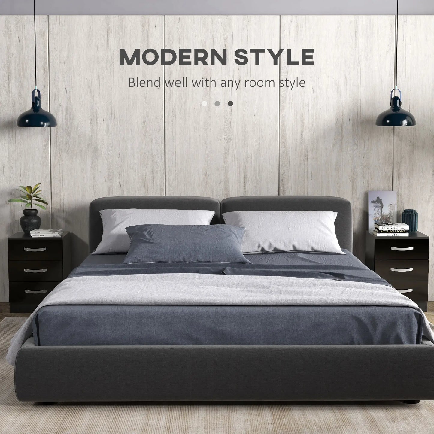 Modern Nightstand Set of 2, Drawers, High Gloss Fronts, Black Bedside Tables at Gallery Canada