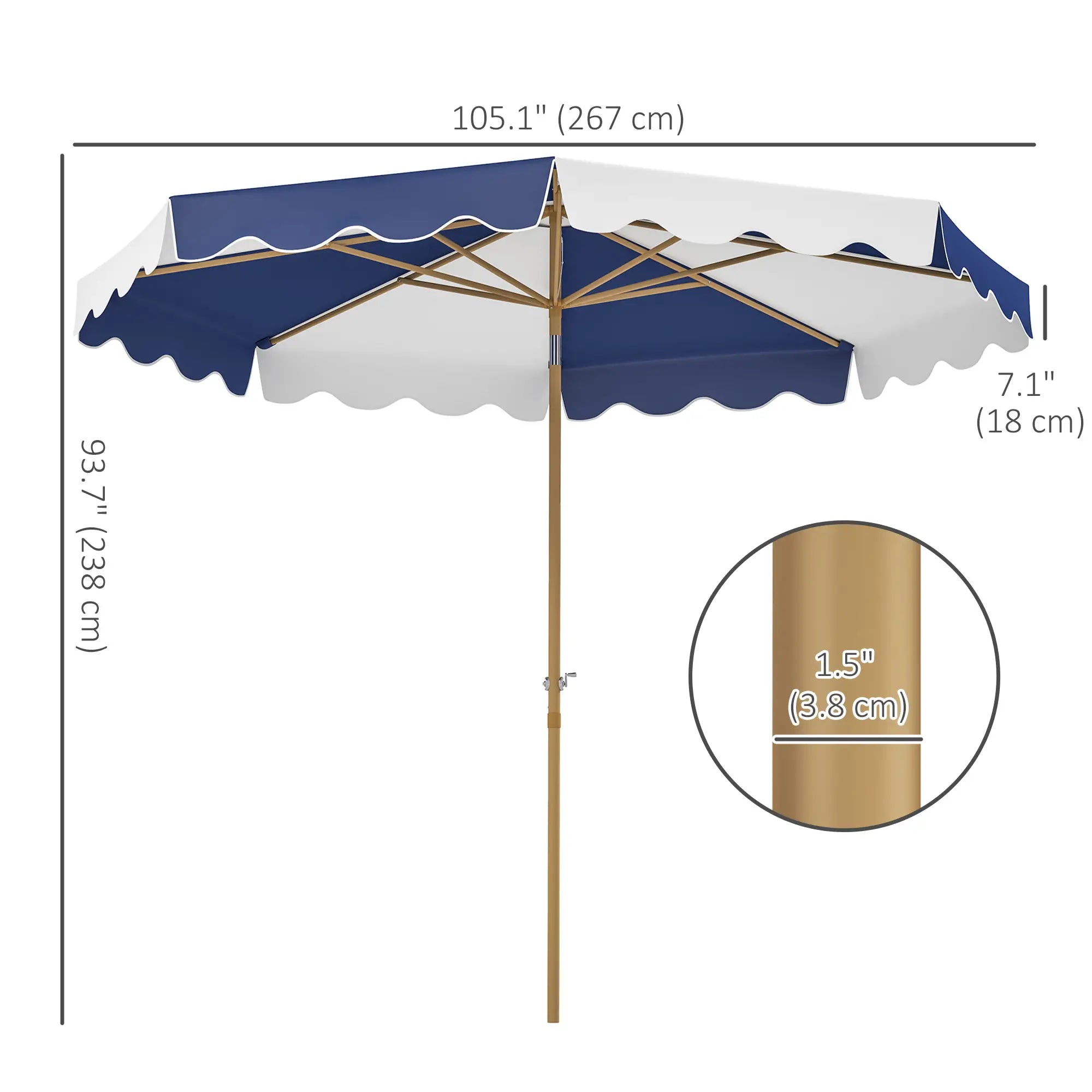 9FT Patio Umbrella, 8 Ribs, Crank & Tilt, UPF 50+, Mixed Color Sun Umbrellas at Gallery Canada