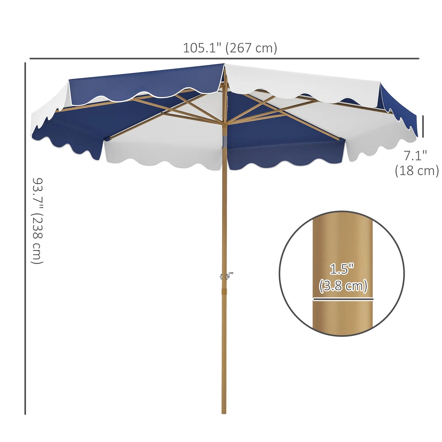 9FT Patio Umbrella, 8 Ribs, Crank & Tilt, UPF 50+, Mixed Color Sun Umbrellas at Gallery Canada