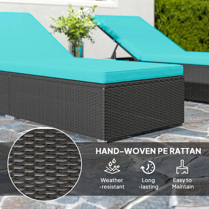 3pc Rattan Lounge Chair Set with Side Table Outdoor Patio Synthetic Rattan Wicker Sun Bed Set with Cushion Chaise Loungers at Gallery Canada