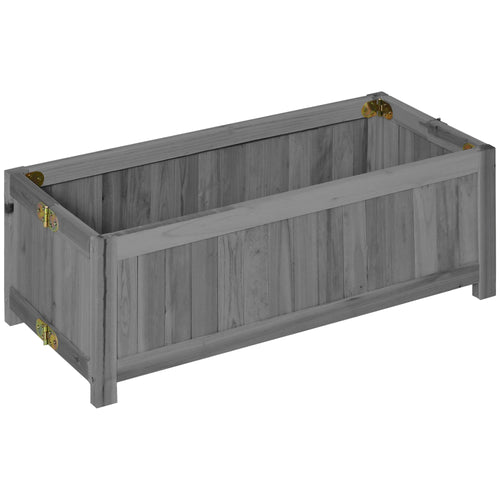 Foldable Elevated Planter Box, Wooden Raised Garden Bed, Grey