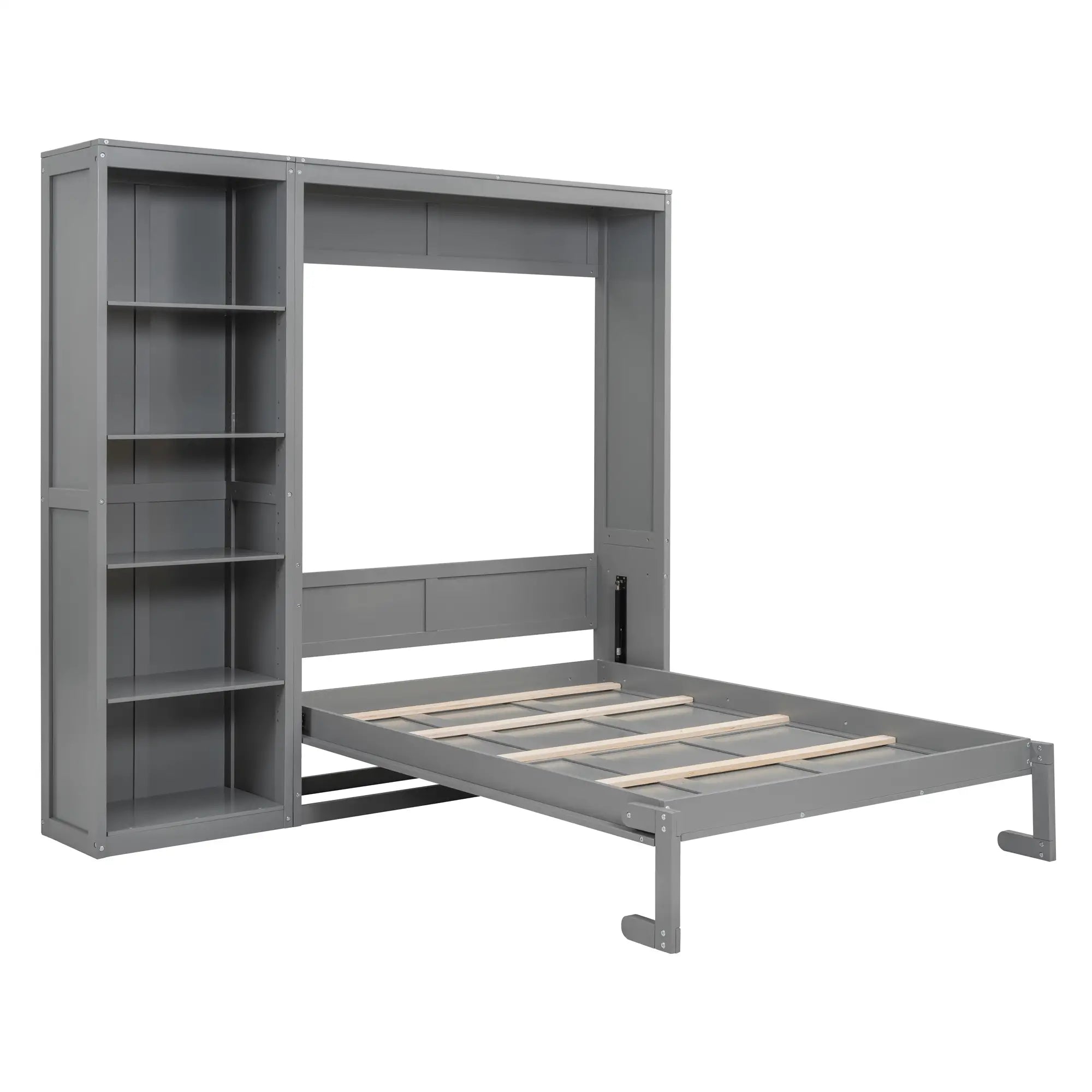 Murphy Bed with Shelves, Dual Piston Mechanism, 87.5
