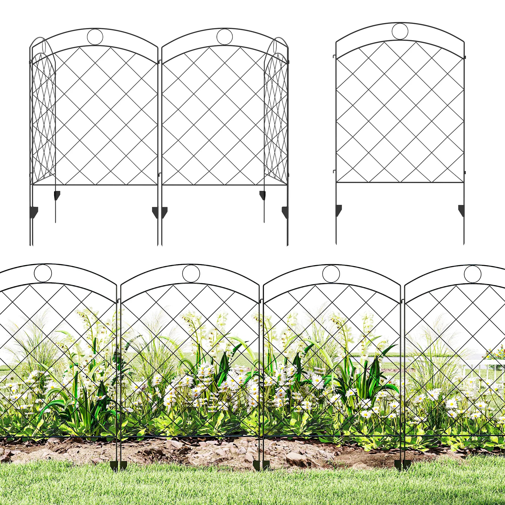 4 Pack Garden Fencing, Decorative Fence Panels, Animal Barrier, Flower Edging, Circle, Black Garden Fences at Gallery Canada