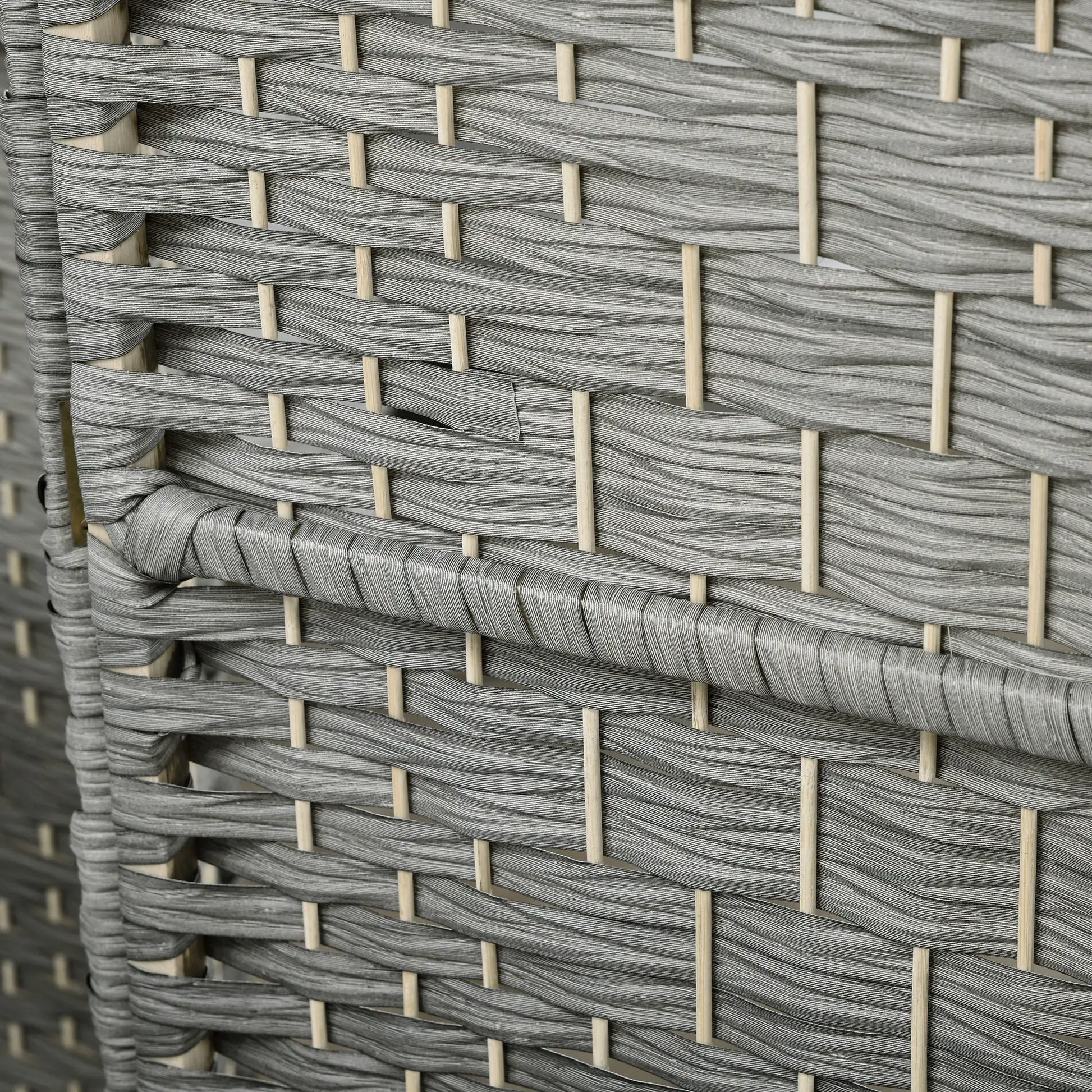 6 Ft Folding Room Divider, 6 Panel Privacy Screen, Hand-Woven, Mixed, Grey Room Dividers at Gallery Canada