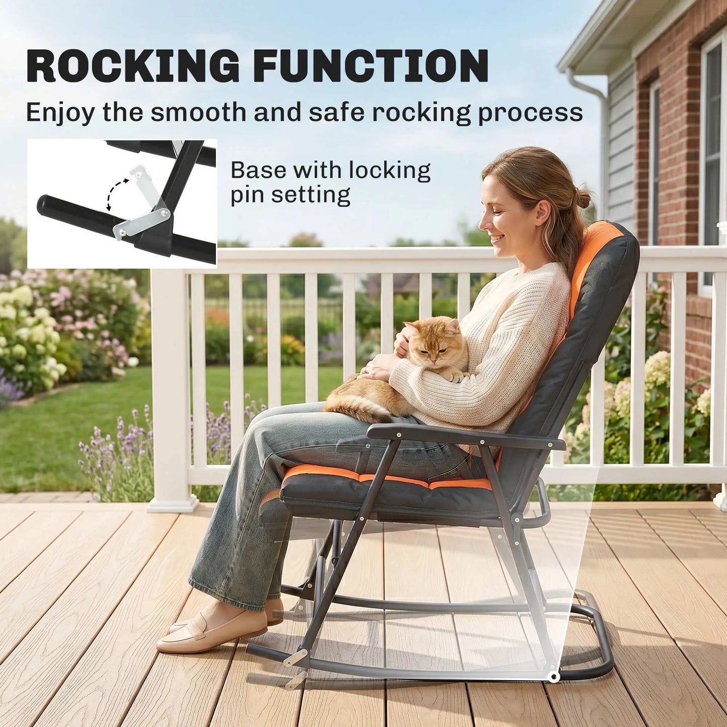 3-Piece Outdoor Foldable Rocking Chair Set, Orange Bistro Sets at Gallery Canada