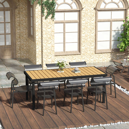 75" x 35" Outdoor Dining Table, Rectangular Aluminum Frame, All-Weather Faux Wood Top, Natural Patio Dinning Tables at Gallery Canada