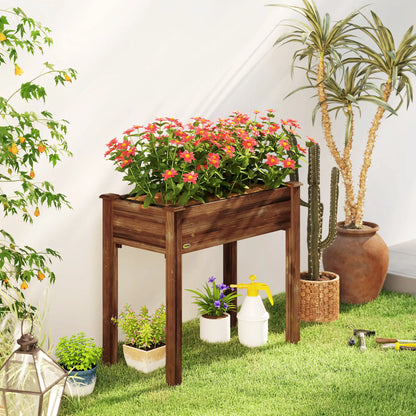 34" x 18" x 30" Wooden Raised Garden Bed Planter, Elevated With Legs, Carbonized Elevated Garden Beds at Gallery Canada