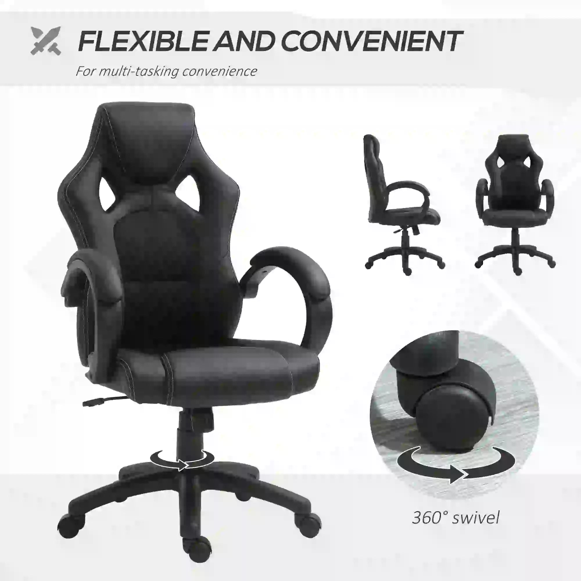 Racing Gaming Chair, Swivel Wheels, Padded Headrest, Tilt, Black Executive & Manager Chairs at Gallery Canada