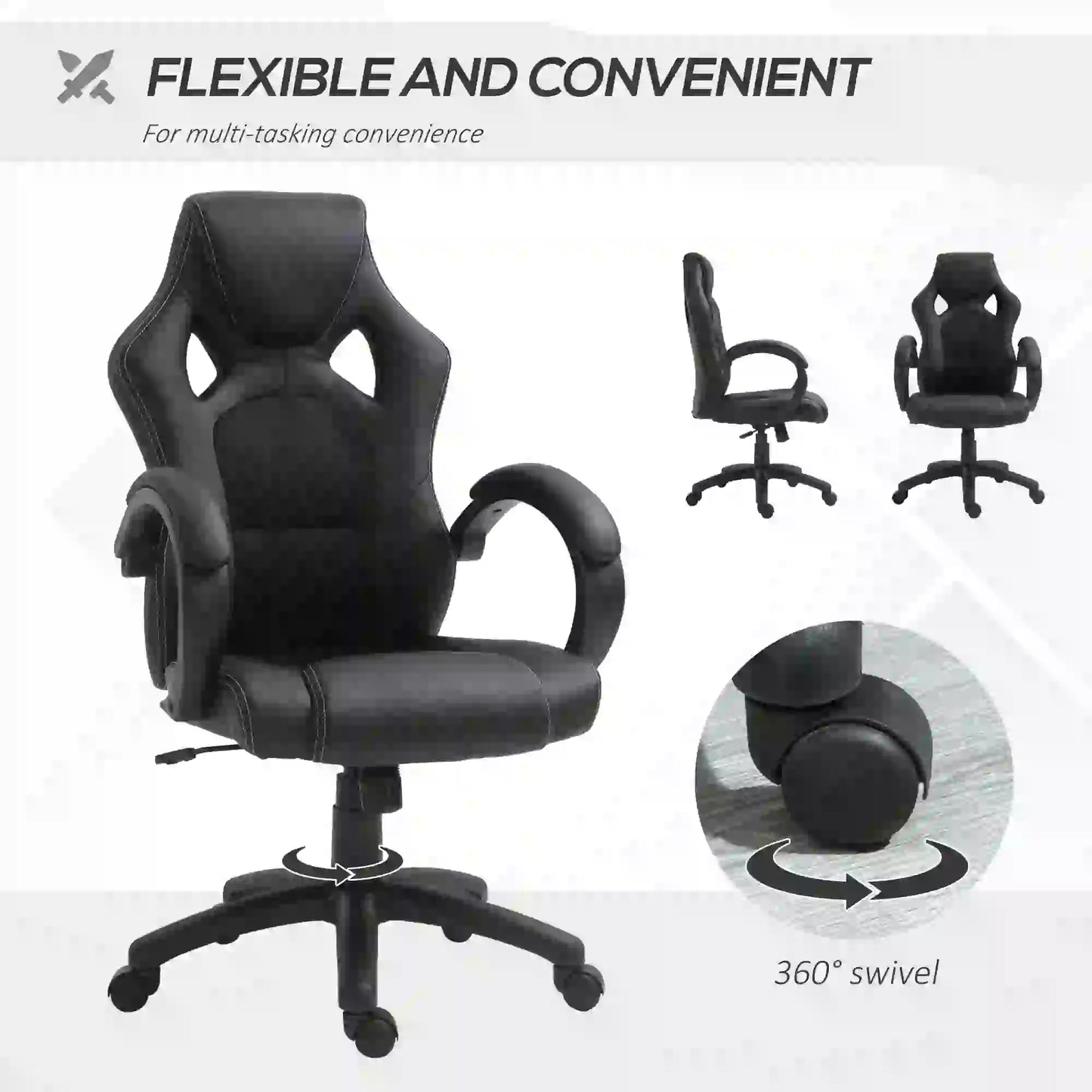 Racing Gaming Chair, Swivel Wheels, Padded Headrest, Tilt, Black Executive & Manager Chairs at Gallery Canada