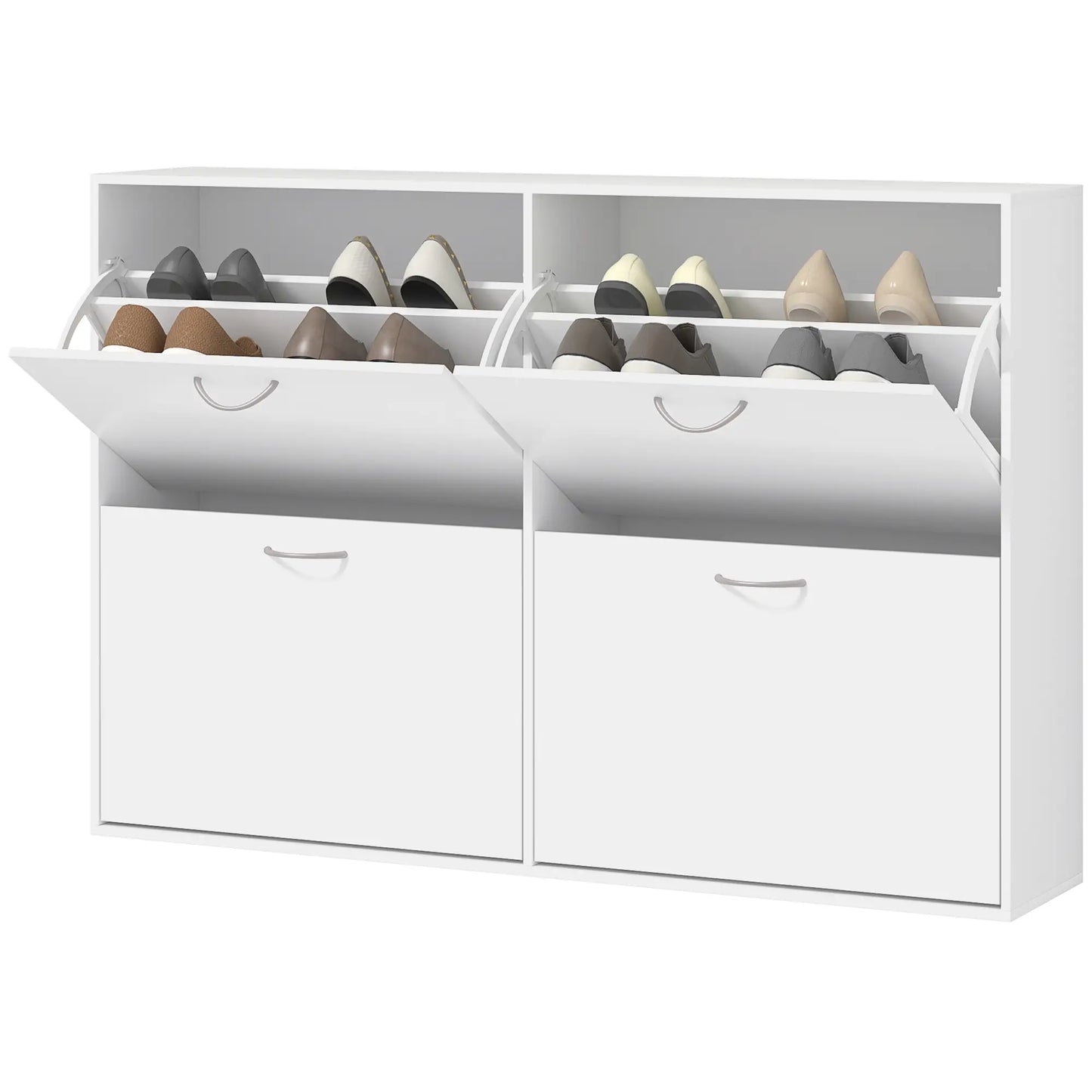 Flip Down Shoe Rack, Wooden Shelf, 4 Drawer Organizer, White Shoe Storage Cabinets & Racks at Gallery Canada
