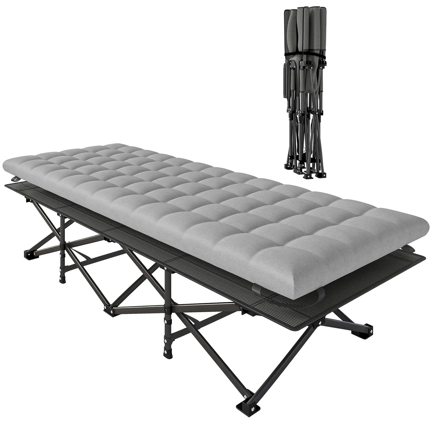 Camping Cot With Soft Pad, 32" Extra Wide, Grey Camping Cots at Gallery Canada