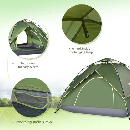 3 Person Camping Tent, 1000mm Waterproof, Dark Green Camping Tents at Gallery Canada