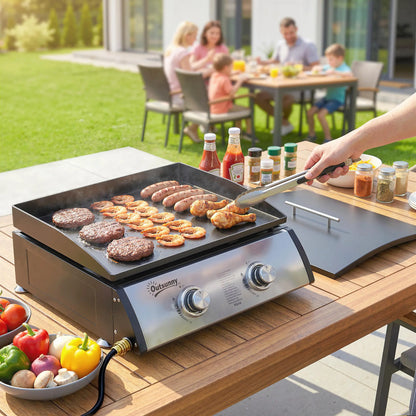 2 Burner Gas Grill, Portable Tabletop BBQ, Camping Picnic, Silver Propane Gas Grills at Gallery Canada
