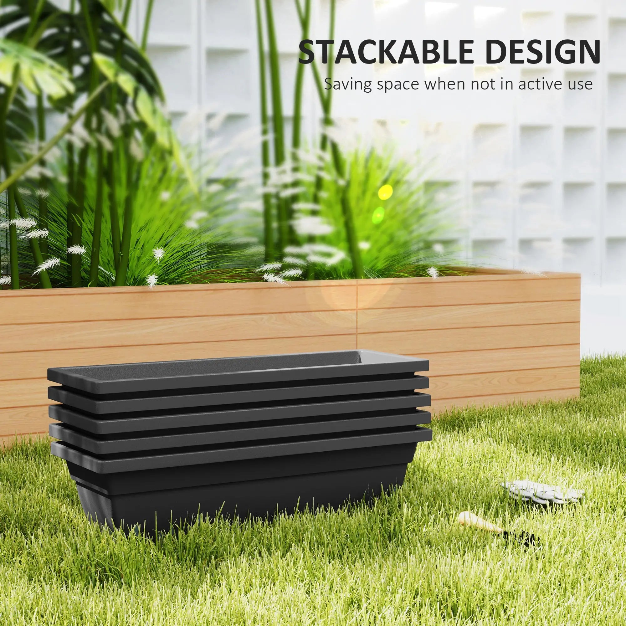 Rectangular Flower Pots, 5 Pack 23 Inches, Window Box Planters, Black Garden Accessories at Gallery Canada