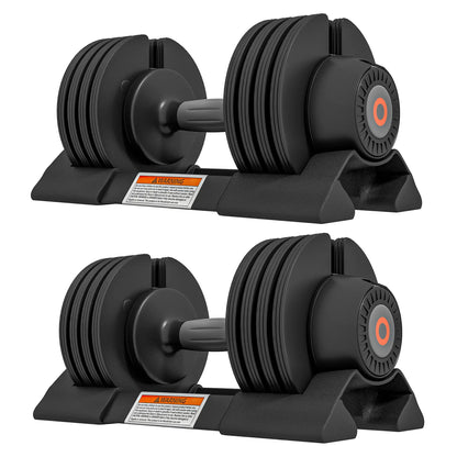 4-Level Adjustable Dumbbells, 2 x 22lbs, Non-Slip Handles, Rubber Weights Dumbbells & Barbells Black at Gallery Canada