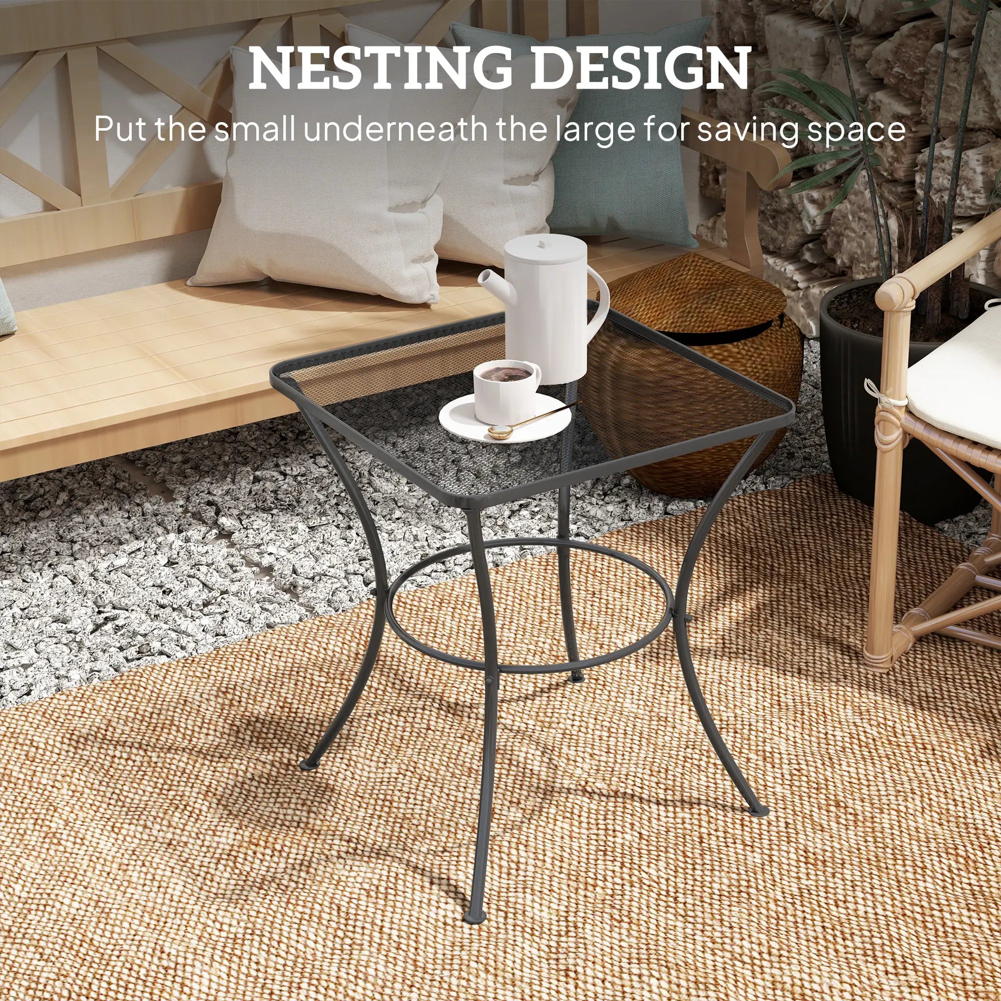 Square Metal Bistro Table, 23.6
