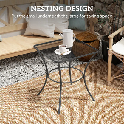Square Metal Bistro Table, 23.6" x 23.6" x 27.6", Black Patio Side Tables at Gallery Canada