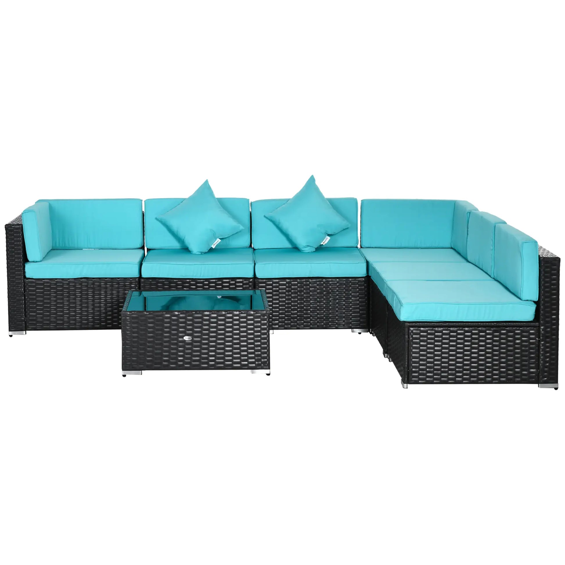7-Piece Outdoor Wicker Sectional Sofa, Deep Coffee, Light Blue Patio Furniture Sets at Gallery Canada