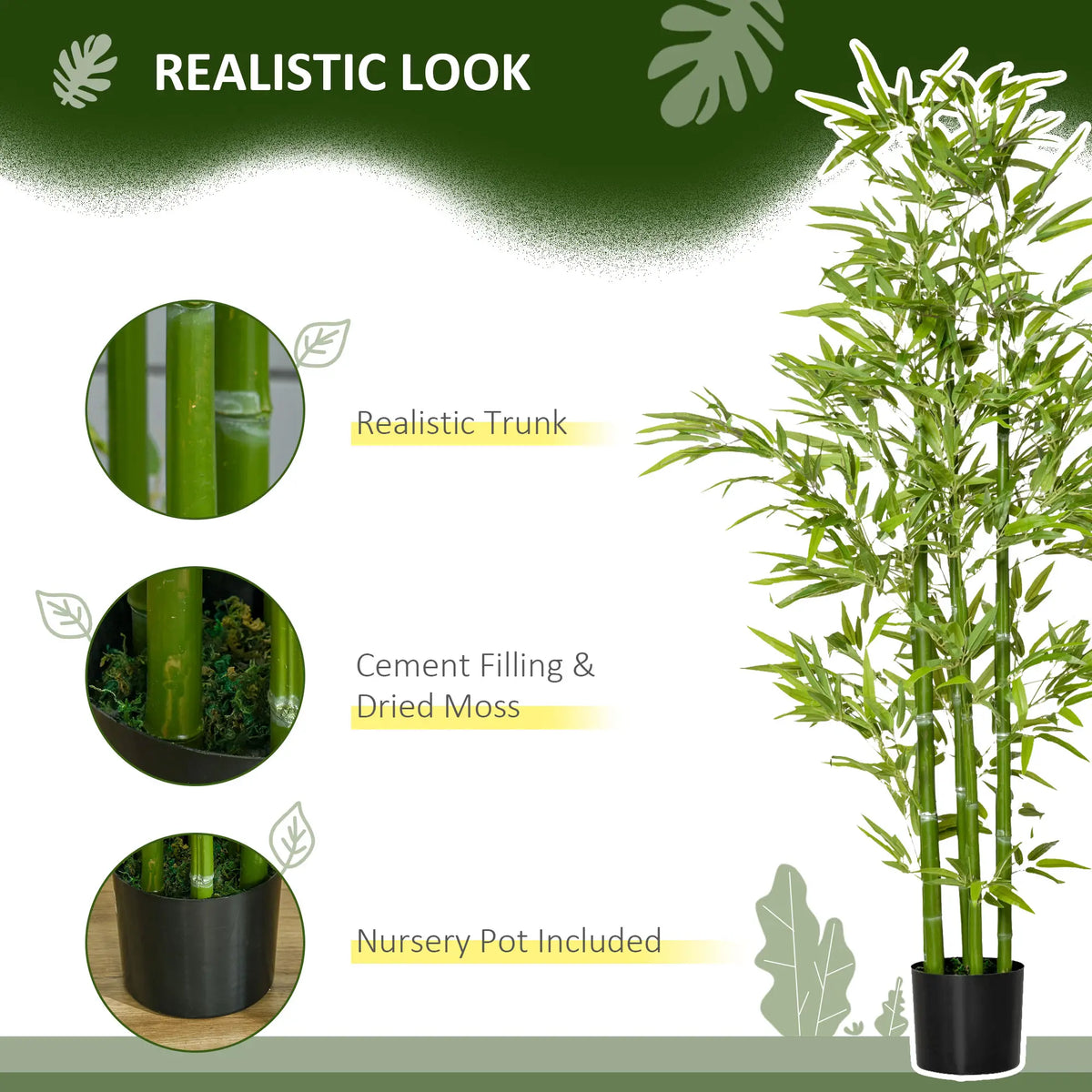 5FT Artificial Bamboo Tree, Faux Plant in Nursery Pot, Indoor Decor Artificial Trees at Gallery Canada