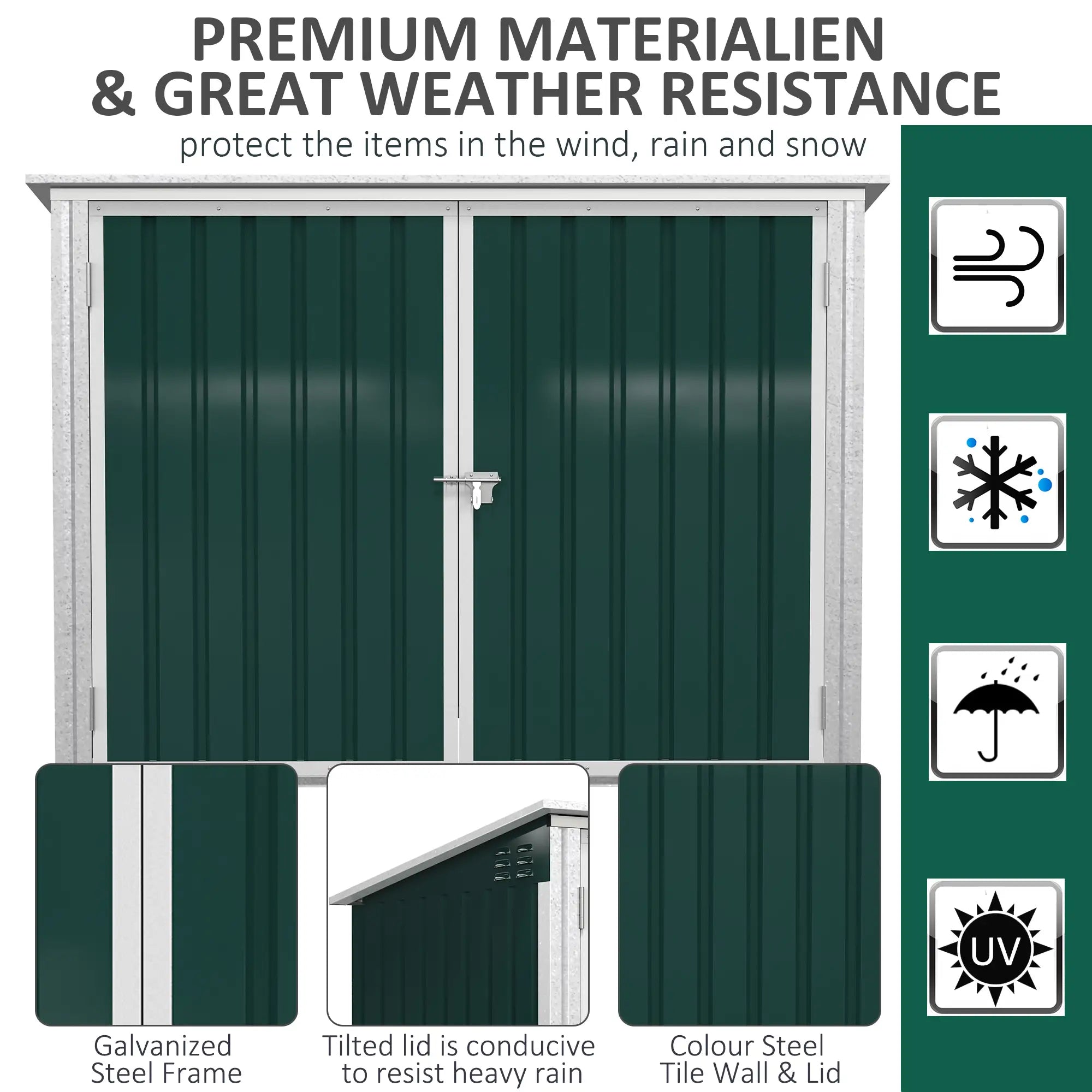 6x3 FT Outdoor Storage Shed, Double Door Trash Can Organizer, Green Sheds at Gallery Canada