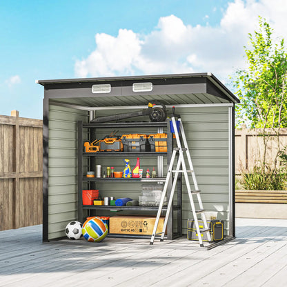 6 x 4FT Galvanized Metal Garden Shed, Double Doors, 2 Vents, Grey Sheds at Gallery Canada